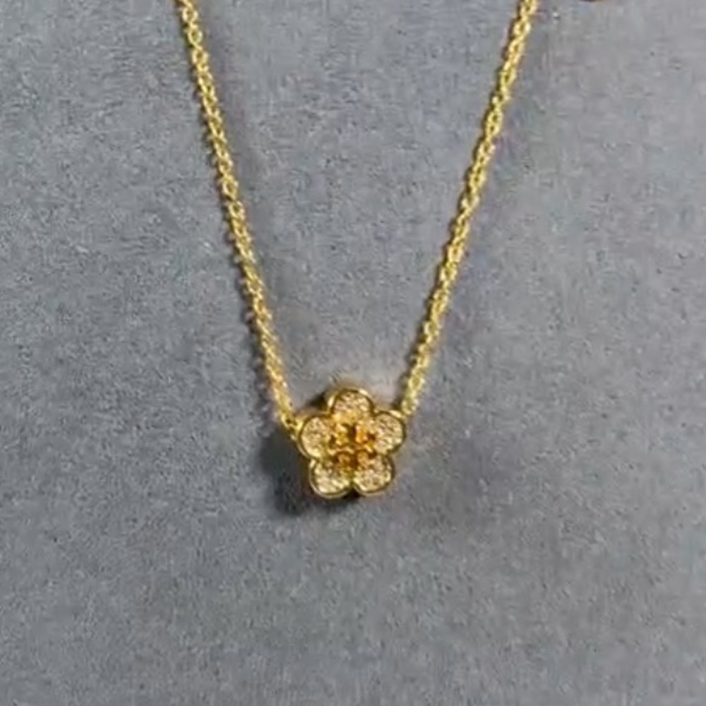TORY BURCH Kira Flower embellished necklace Gold Chain Necklace NEW $129